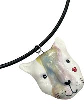 Подвеска ручной работы Мария Гордеева «Кот», белый, керамика