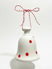 Ёлочная игрушка ММ керамика колокольчик «Красные точки»