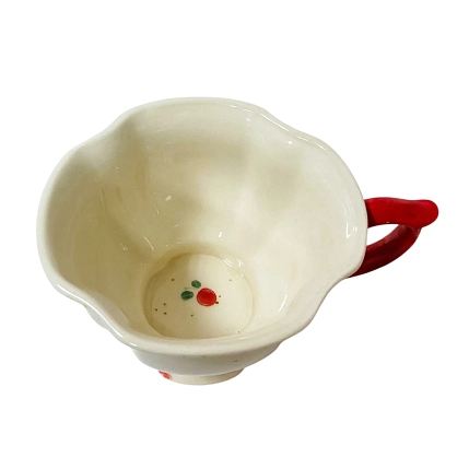 Кружка ручной работы Чашки и поцелуи «Винтажная с брусникой», полуфарфор, 250 мл, фото 4.