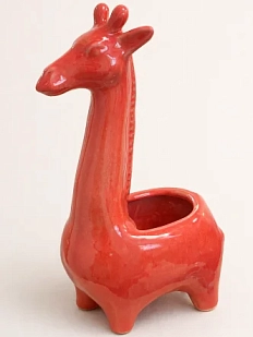 Статуэтка ручной работы «Жираф», красная, керамика