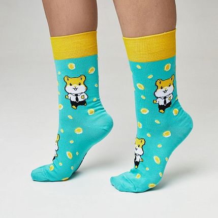 Носки «Тапальщик хомяка», р-р 42-46, бирюзовые, фото 1.