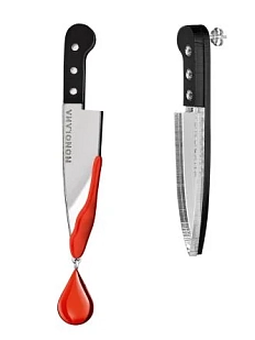 Серьги-гвоздики Monolama «Нож в крови», оргстекло, переработанный пластик