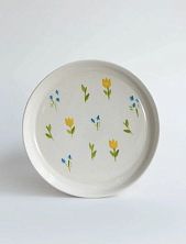 Блюдце ручной работы РУКИ В ГЛИНЕ «Весенняя поляна», полуфарфор, 14 см