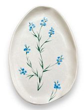 Блюдце ручной работы Незабудки, керамика, 14 см