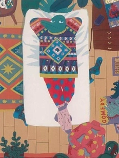 Обложка на паспорт Валя Карнавалова «Крокодил в кровати», ПВХ