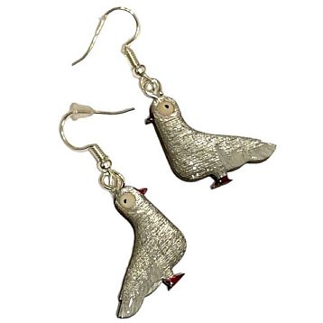 Серьги «Голуби», дерево, серебряный, фото 1.