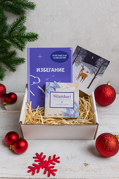 Подарочный набор на Новый год с книгой «Избегание» и шоколадом, фото 1.