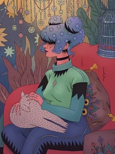 Картхолдер Валя Карнавалова «Девушка с кошкой», разноцветный, двусторонний, ПВХ