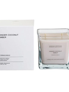 Свеча куб розовый воск «Имбирь, кокос и амбра»