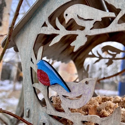 Брошь Ручками-Ручками «Птичка» №1, дерево, фото 4.