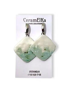 Серьги КерамЕлКа «Исаакиевский собор», фарфор, бело-мятные