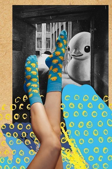 Носки «Жёлтые уточки», р-р 42-46, голубые, фото 3.