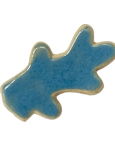 Брошь керамическая ручной работы «Ветка», голубая