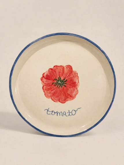 Тарелка ручной работы Йеллоускуп «Tomato», керамика, 21 см, фото 1.