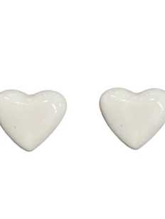 Серёжки-гвоздики КерамЕлКа «Сердечки перламутровые», фарфор