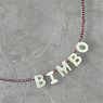 Чокер ручной работы с надписью перламутровыми бусинами «Bimbo», бисер, розовый, превью фото 5