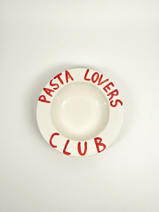 Тарелка шляпа ручной работы «Pasta Lovers Club», керамика, 26 см