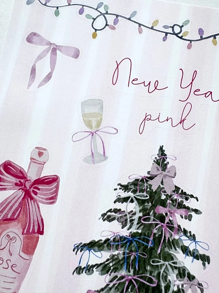 Стикерпак DARI DARI на Новый год «New Year pink», А5, фото 3.