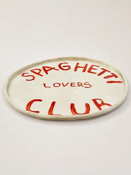 Тарелка ручной работы ММ керамика «Spaghetti lovers club», 23 см, фото 2.