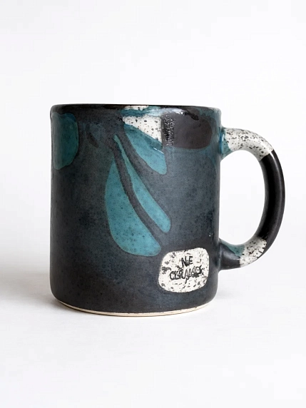 Кружка ручной работы Тата вытворяет/NF ceramics «Люблю раннее утро», бирюзовая, керамика, 400 мл, фото 2.