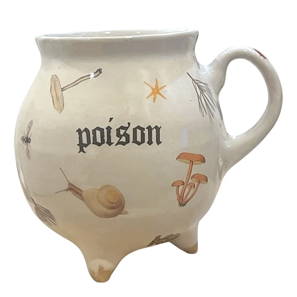 Кружка-котелок ручной работы Керумбия на ножках «Poison», песочная, керамика, 350 мл, фото 1.