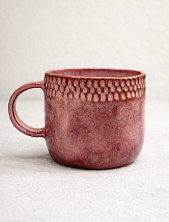 Кружка ручной работы Идеальное совпадение тёмно-розовая с узорами, керамика, 350 мл