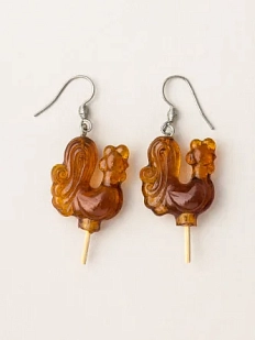 Серьги «Карамельные петушки», полимерная глина