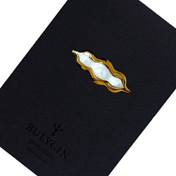 Брошь ручной работы Bulygin «Горох», белая с золотом, фарфор