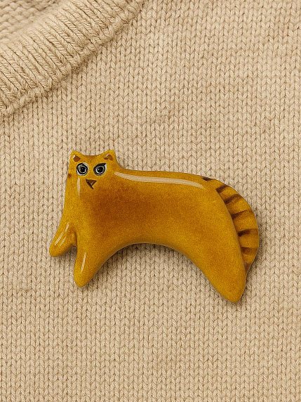 Брошь керамическая «Кот», фото 2.