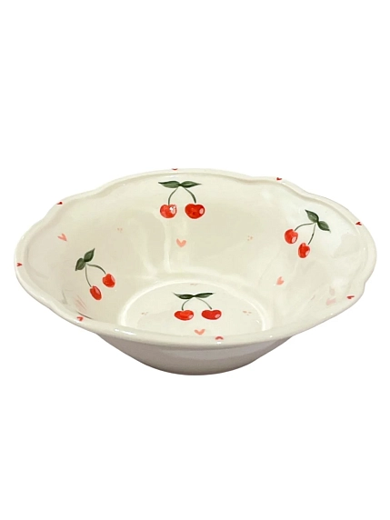 Пиала ручной работы Slowday Ceramics «Вишенки», полуфарфор, 17 см, фото 2.