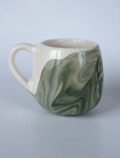 Кружка ручной работы РУКИ В ГЛИНЕ «Зелёный мрамор», керамика, 250 мл, круглая