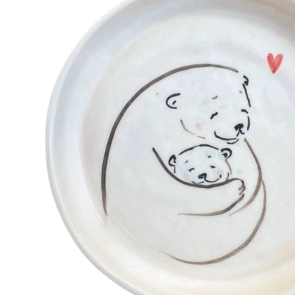 Тарелка ручной работы НАДО ЖЕ с бортиком Мишки, керамика, 13-14 см, фото 2.