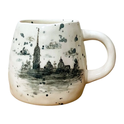 Кружка ручной работы Верба керамика бочонок «Город-сказка, город-мечта», керамика, 300 мл, фото 1.