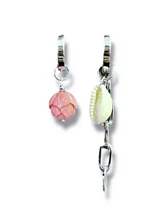 Асимметричные серьги-конструкторы Бур.Мур mini «Цепочка и бусина», латунь, керамика