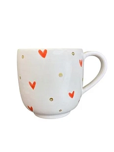 Кружка ручной работы Молис Керамика «Сердечки», белая, керамика, 300 мл