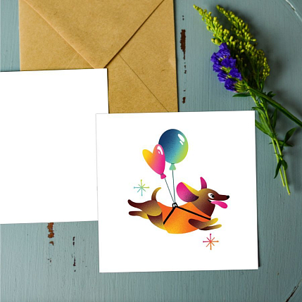 Открытка Кириленко Елизаветы «Такса», квадратная, фото 2.