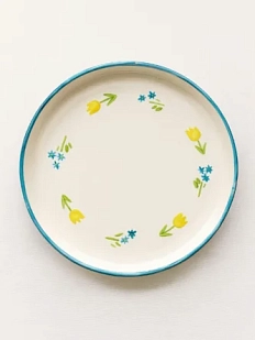 Блюдце ручной работы РУКИ В ГЛИНЕ «Полянка», полуфарфор, 14 см