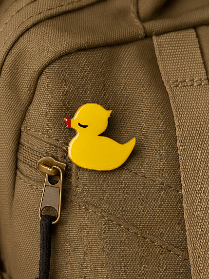 Брошь ручной работы «Уточка», жёлтая, дерево, фото 2.