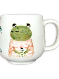Кружка ручной работы Ким керамика с росписью Лягушка с цветами, фарфор, 250 мл