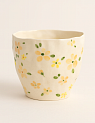 Стакан ручной работы «Оранжевые и желтые цветочки», белый, керамика, 450 мл, превью фото 1