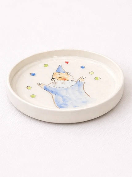 Тарелка ручной работы НАДО ЖЕ с росписью «Мишка в жабо», белая, керамика, 14 см, фото 2.