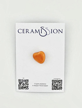 Брошь ручной работы «Оранжевое сердечко», керамика