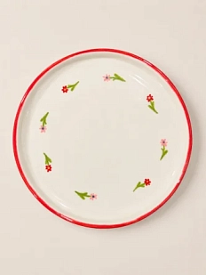 Блюдце ручной работы РУКИ В ГЛИНЕ «Цветочки», белое, полуфарфор, 14 см