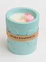 Соевая свеча «Цветочки» в стакане с ароматом груши в карамели, гипс, превью фото 1