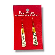 Серьги ручной работы с зелёным орнаментом‎,  фарфор