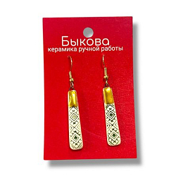 Серьги ручной работы с зелёным орнаментом‎, золото и фарфор