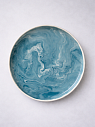 Блюдце ручной работы «Синий мрамор», полуфарфор, 14 см, превью фото 1