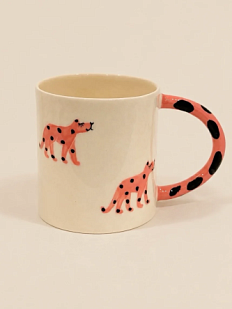 Кружка ручной работы Настянорм керамика «Леопард на бизике», полуфарфор, 450 мл