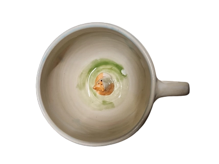 Кружка ручной работы с фигуркой лисички внутри и надписью «Любовь спасёт мир», керамика, 350 мл, фото 2.