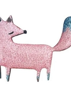 Брошь ручной работы «Лисица», розовая, дерево